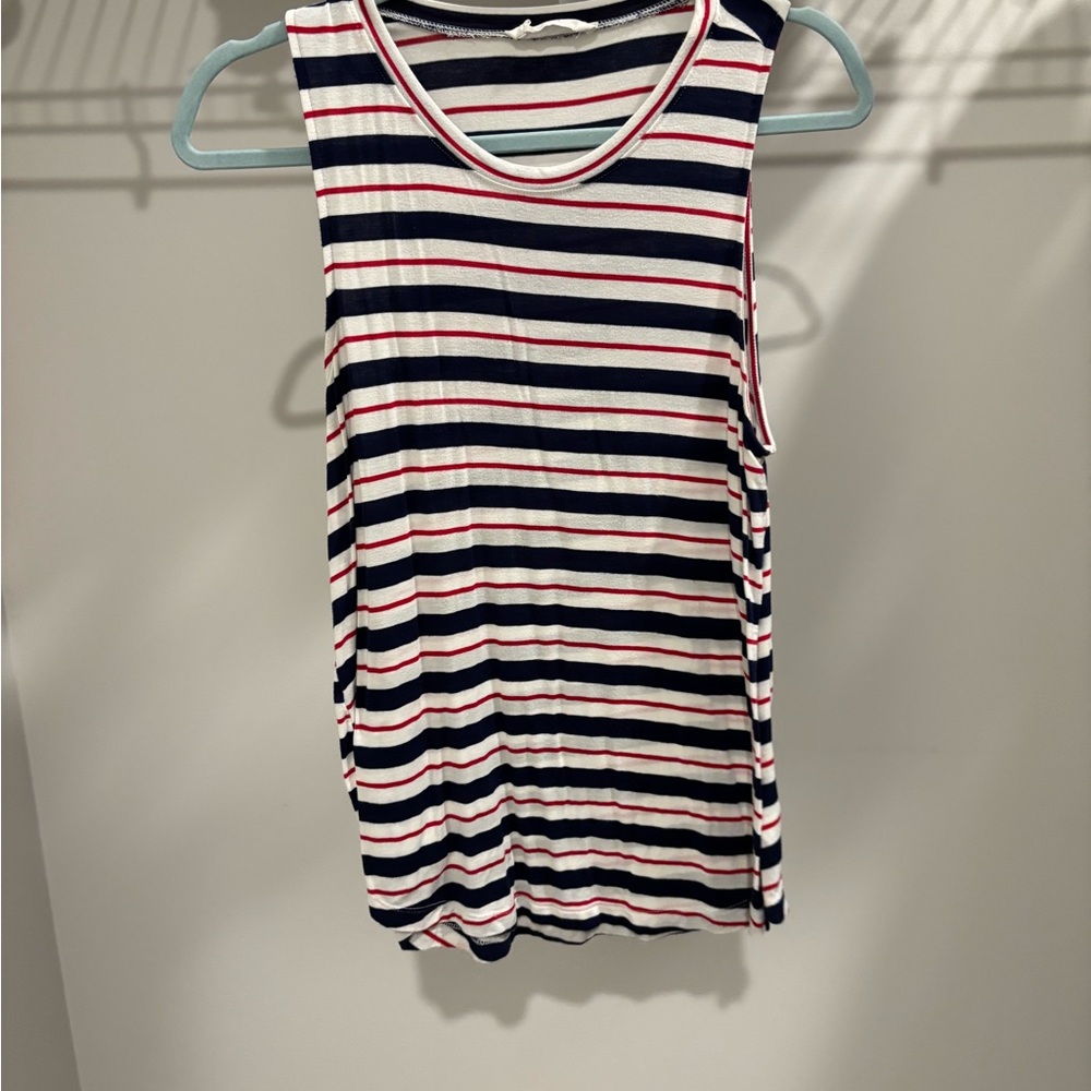 Double Zero Striped Tank Top - Red, White, and Blue